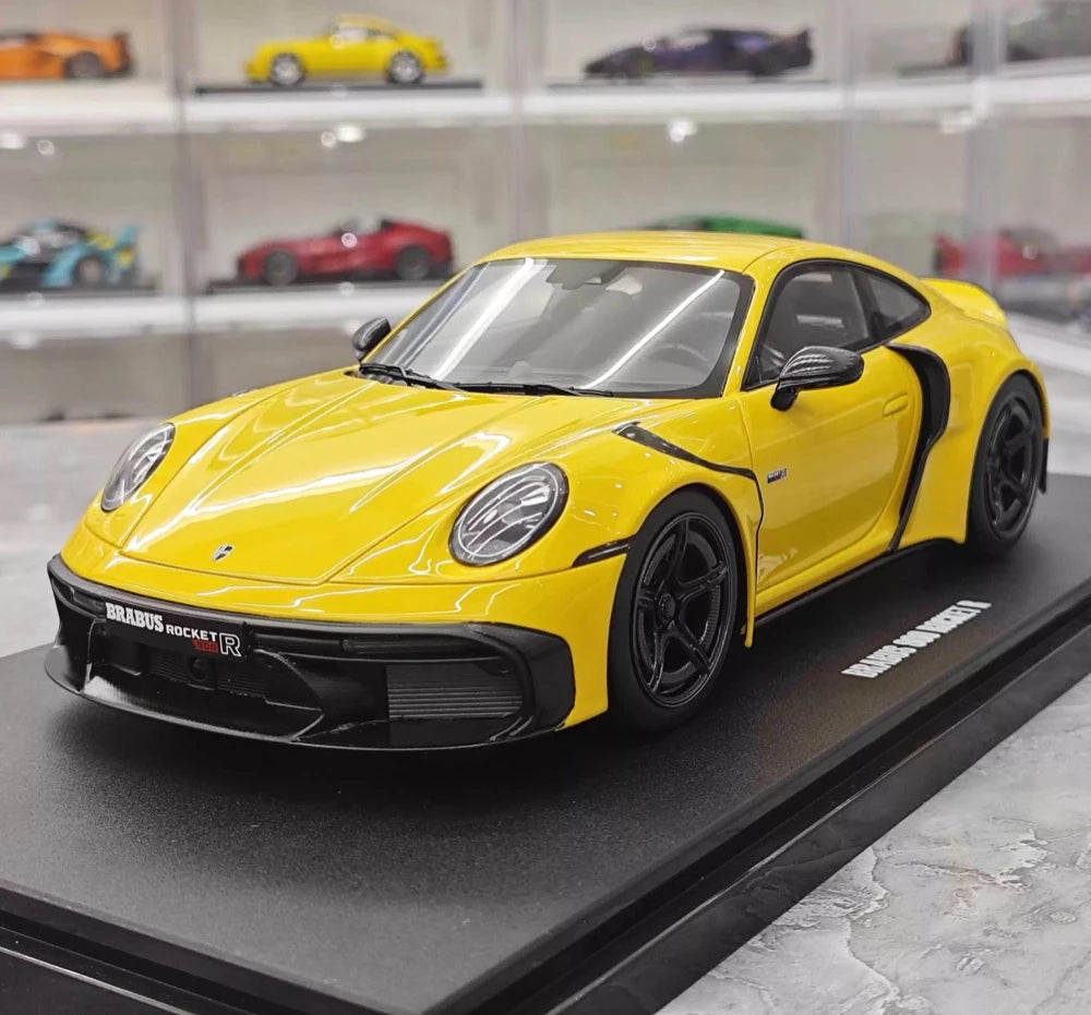 [GT Spirit] 1:18 Porsche 2023 911 Turbo S BRABUS Rocket 900 Yellow Model Car Resin