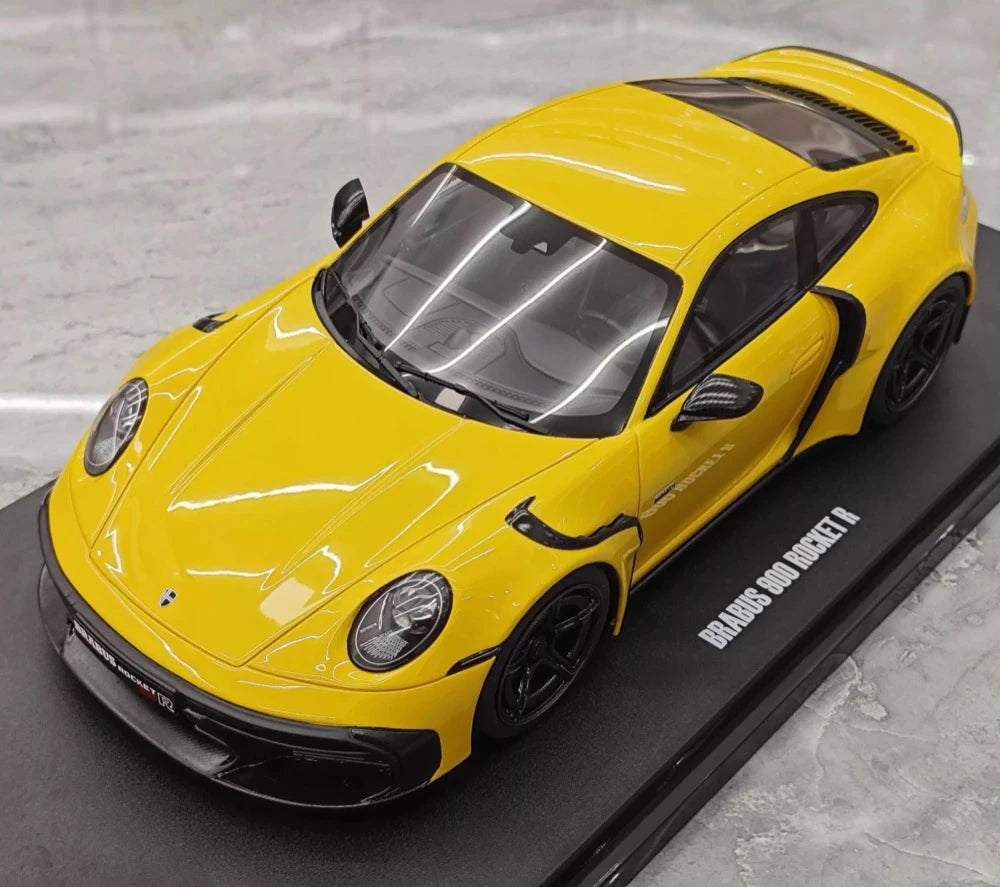 [GT Spirit] 1:18 Porsche 2023 911 Turbo S BRABUS Rocket 900 Yellow Model Car Resin