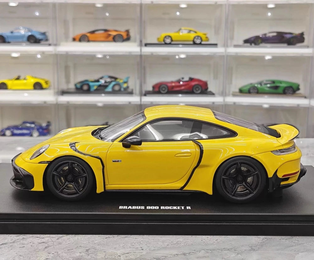 [GT Spirit] 1:18 Porsche 2023 911 Turbo S BRABUS Rocket 900 Yellow Model Car Resin