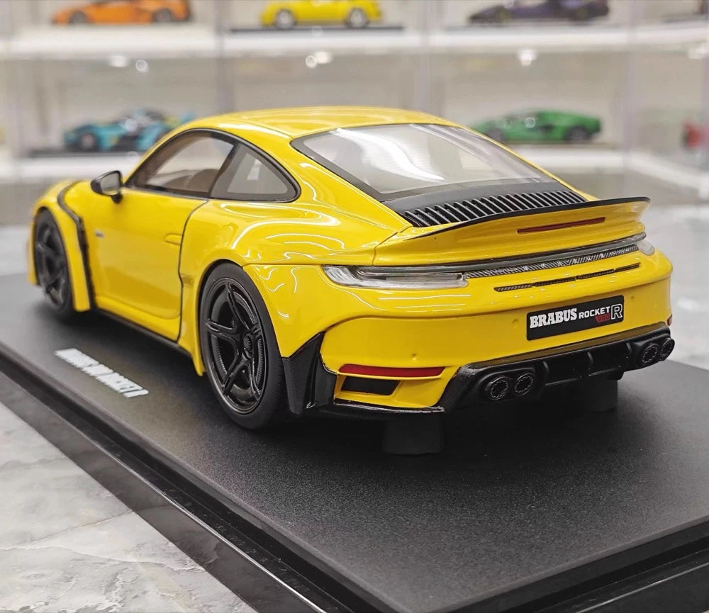 [GT Spirit] 1:18 Porsche 2023 911 Turbo S BRABUS Rocket 900 Yellow Model Car Resin