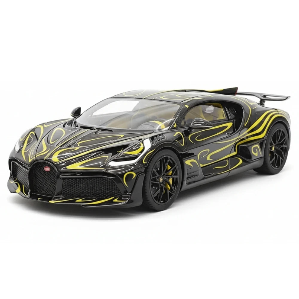 [Henson & Heaven] 1:18 Bugatti 2019 Divo Black & Yellow Model Car Resin