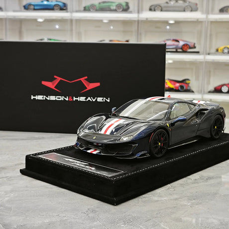 Henson & Heaven Ferrari 2018 488 Pista Metallic Dark Blue 1:18 – Collectible Resin Model Resin