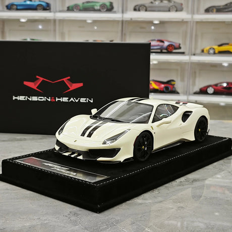 Henson & Heaven Ferrari 2018 488 Pista Off-White 1:18 – Collectible Resin Model Resin