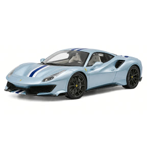 Henson & Heaven Ferrari 2018 488 Pista Silver Blue 1:18 – Collectible Resin Model Resin