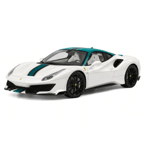 Henson & Heaven Ferrari 2018 488 피스타 화이트 그린 1:18 – 수집용 레진 모델 레진