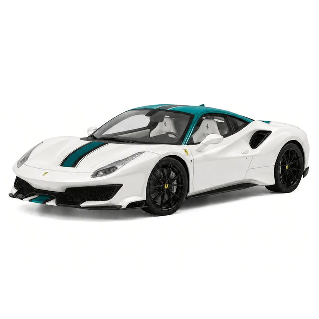 Henson & Heaven Ferrari 2018 488 피스타 화이트 그린 1:18 – 수집용 레진 모델 레진