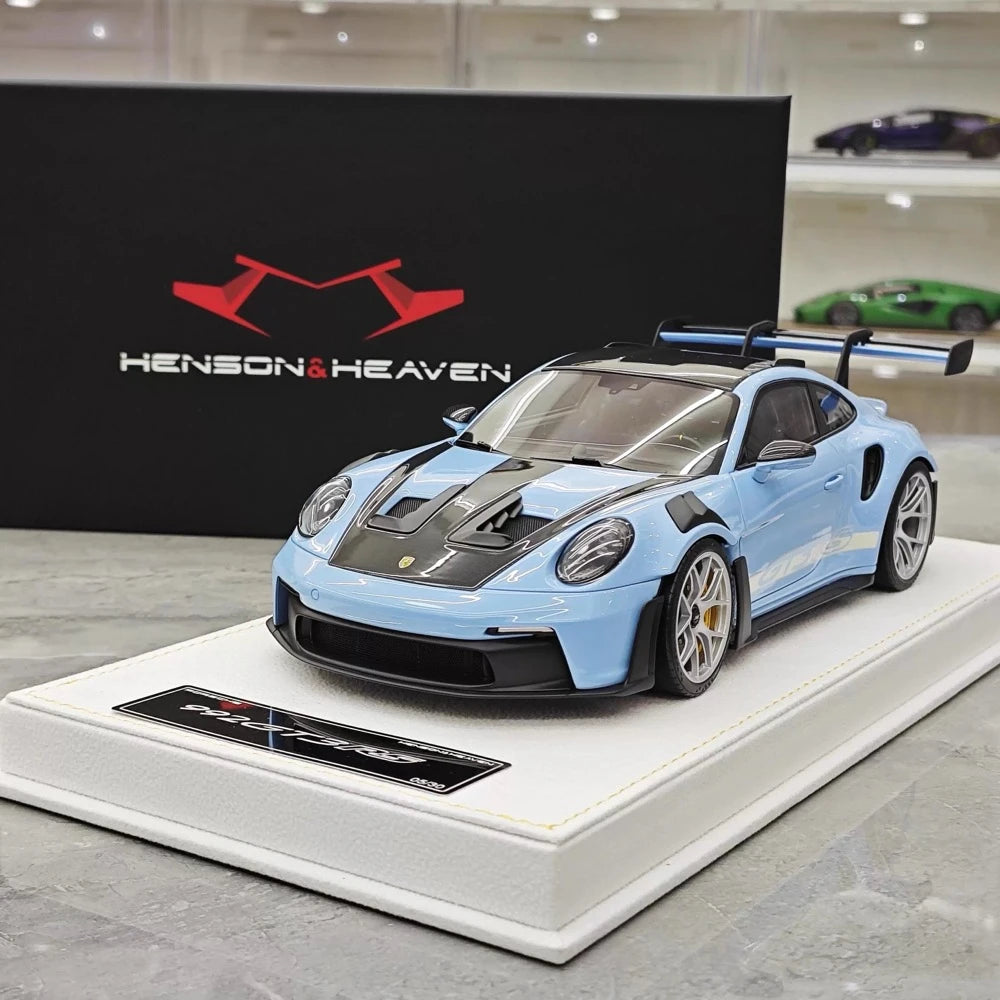 [Henson & Heaven] 1:18 Porsche 2023 992.1 GT3 RS Blue Model Car Resin
