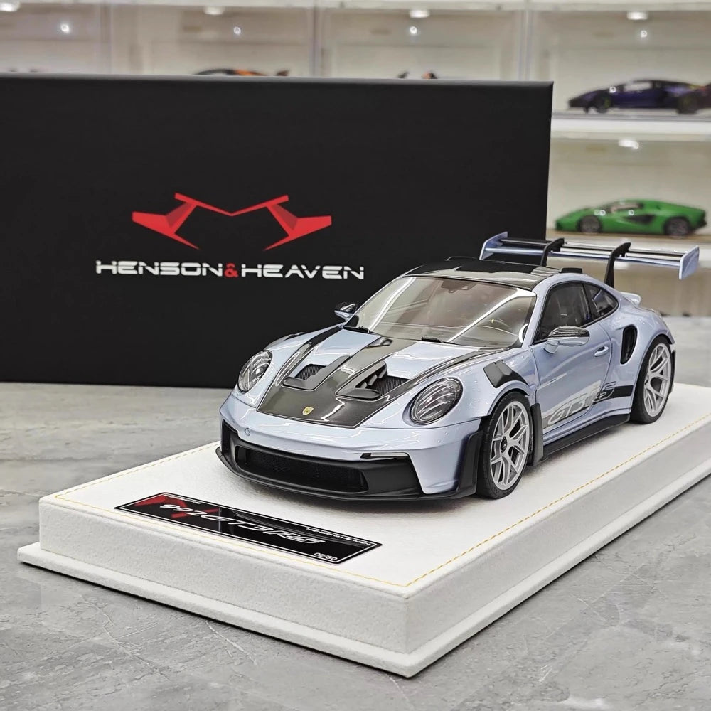 [Henson & Heaven] 1:18 Porsche 2023 992.1 GT3 RS Ice ブルー モデルカー レジン