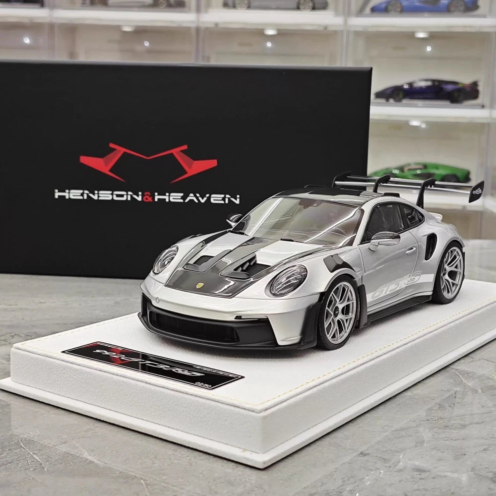 [Henson & Heaven] 1:18 Porsche 2023 992.1 GT3 RS Silver Model Car Resin