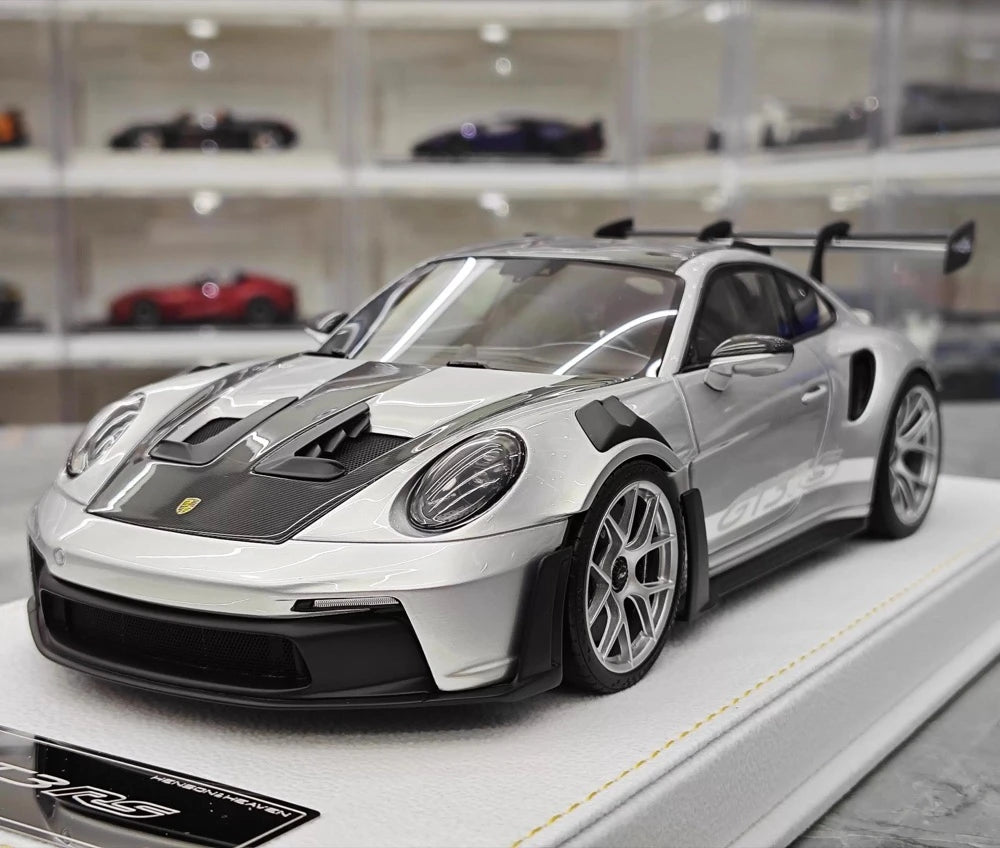 [Henson & Heaven] 1:18 Porsche 2023 992.1 GT3 RS argent voiture miniature Resin