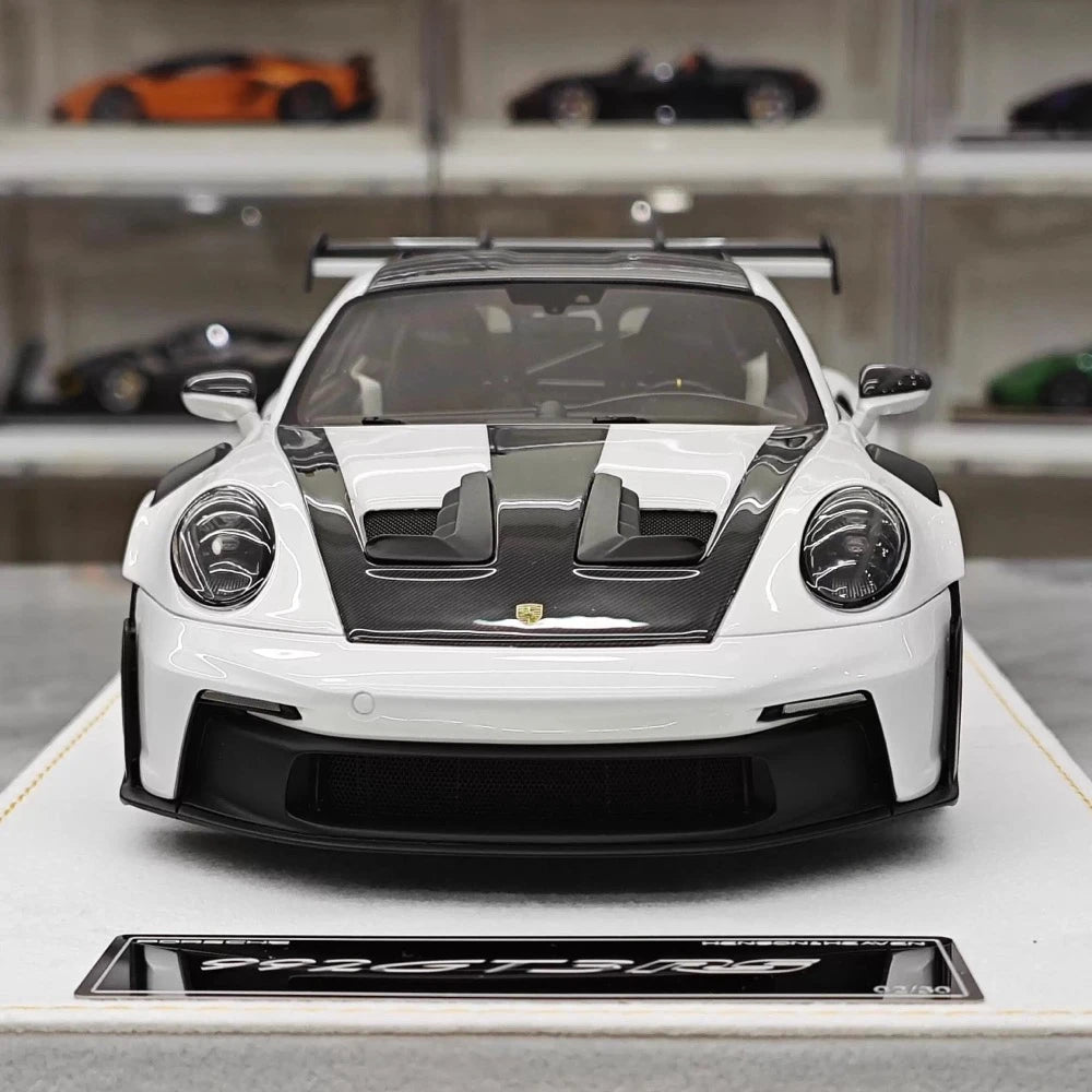 [Henson & Heaven] 1:18 Porsche 2023 992.1 GT3 RS White & Silver Hub Model Car Resin