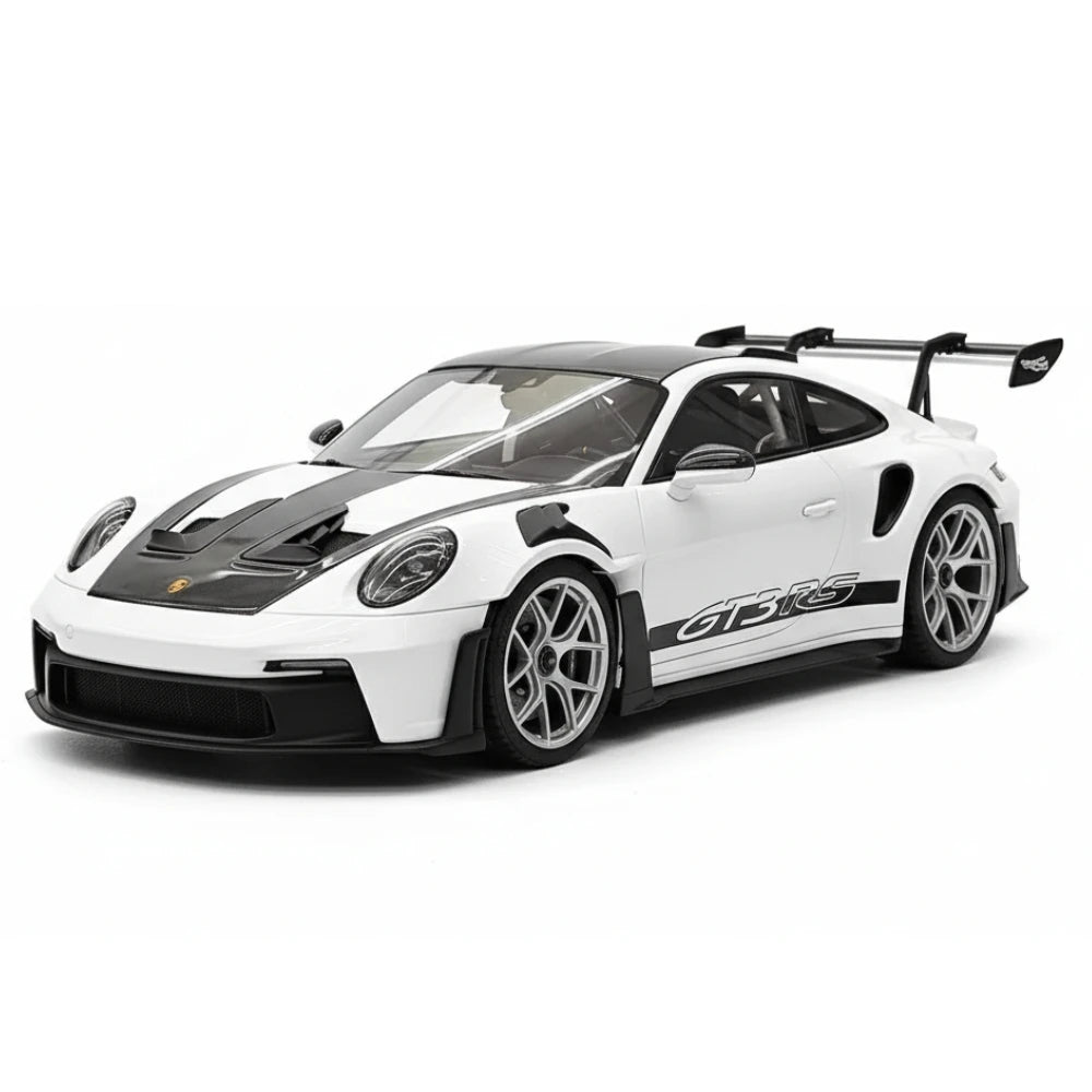 [Henson & Heaven] 1:18 Porsche 2023 992.1 GT3 RS White & Silver Hub Model Car Resin