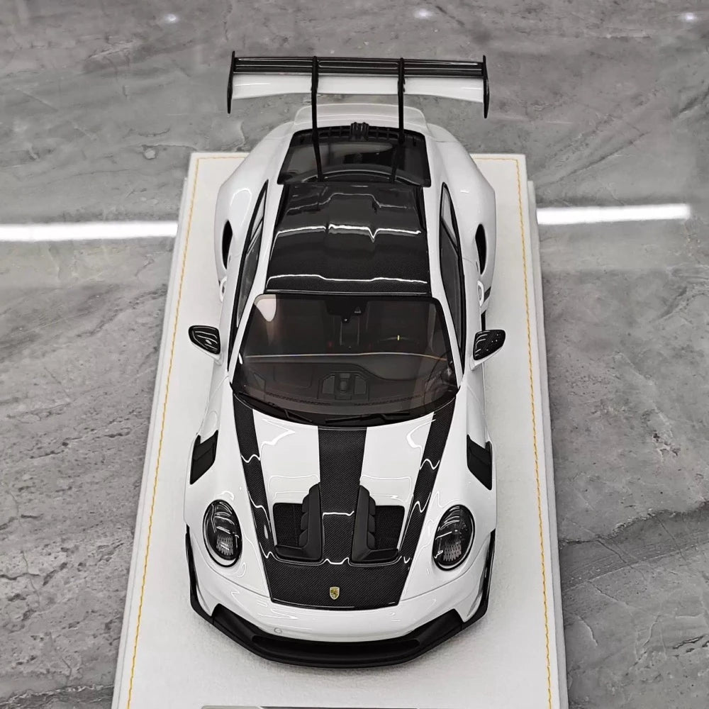 [Henson & Heaven] 1:18 Porsche 2023 992.1 GT3 RS White & Silver Hub Model Car Resin