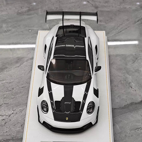 [Henson & Heaven] 1:18 Porsche 2023 992.1 GT3 RS White & Silver Hub Model Car Resin