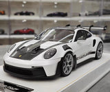 [Henson & Heaven] 1:18 Porsche 2023 992.1 GT3 RS White & Silver Hub Model Car Resin