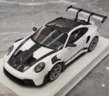 [Henson & Heaven] 1:18 Porsche 2023 992.1 GT3 RS White & Silver Hub Model Car Resin