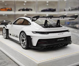 [Henson & Heaven] 1:18 Porsche 2023 992.1 GT3 RS White & Silver Hub Model Car Resin