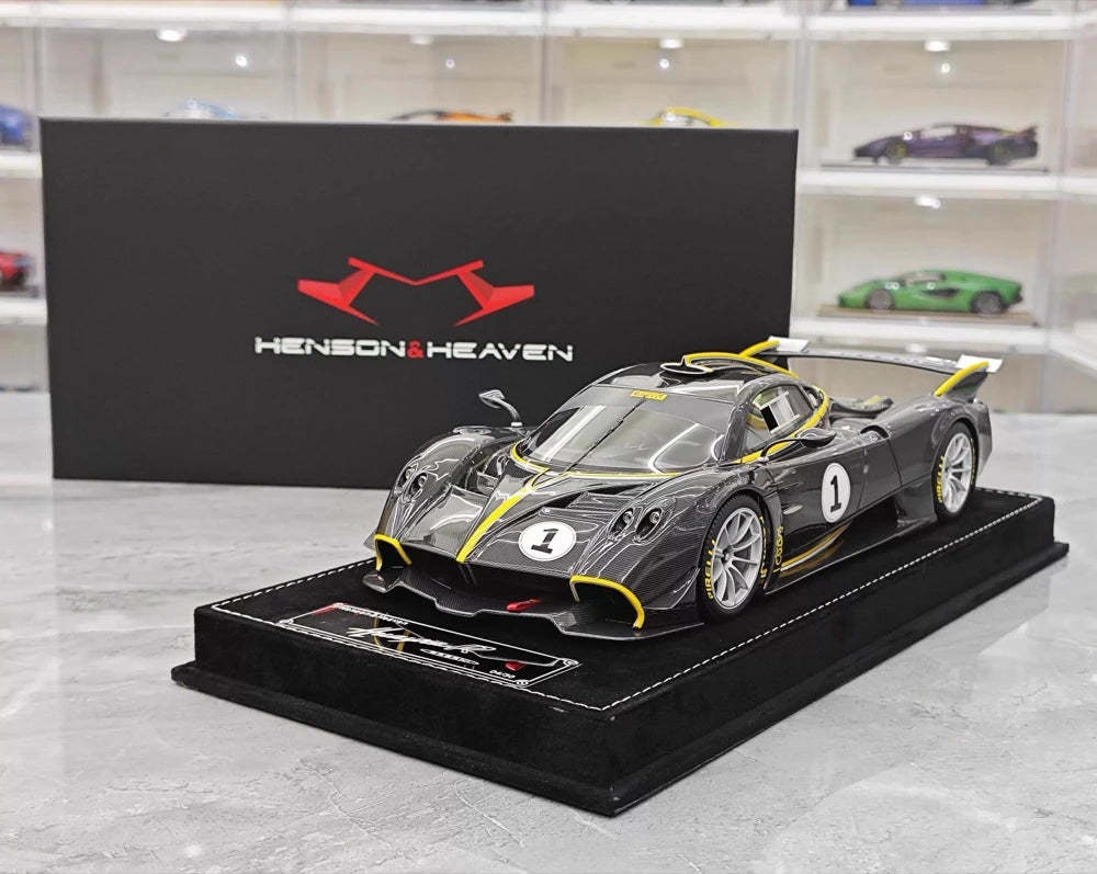 [Henson Heaven] 1:18 Pagani 2020 Huayra R Black Carbon Racing #1 Livery Resin / Closed Body