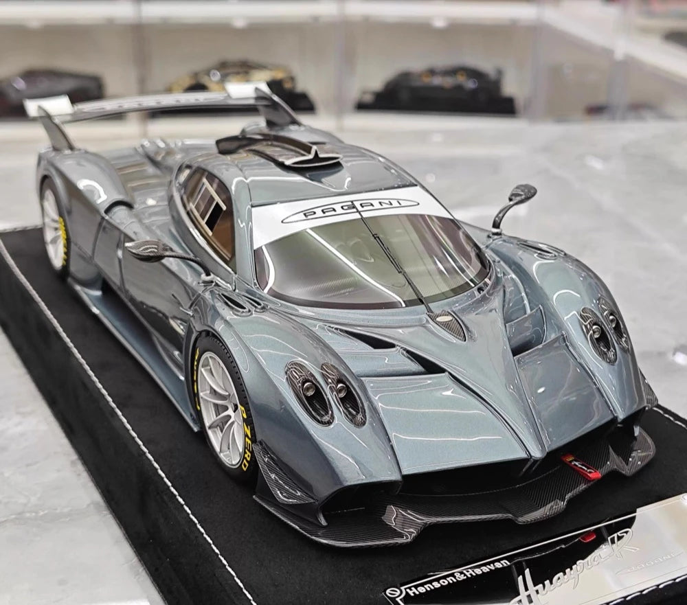 [Henson & Heaven] 1:18 Pagani 2020 Huayra R Matt Blue Grey Model Car Resin