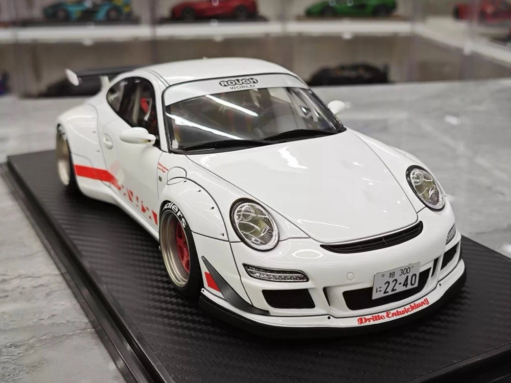 [Ignition] 1:18 Porsche 2009 997 GT3 RWB Widebody bianco & rosso modellino di auto resina