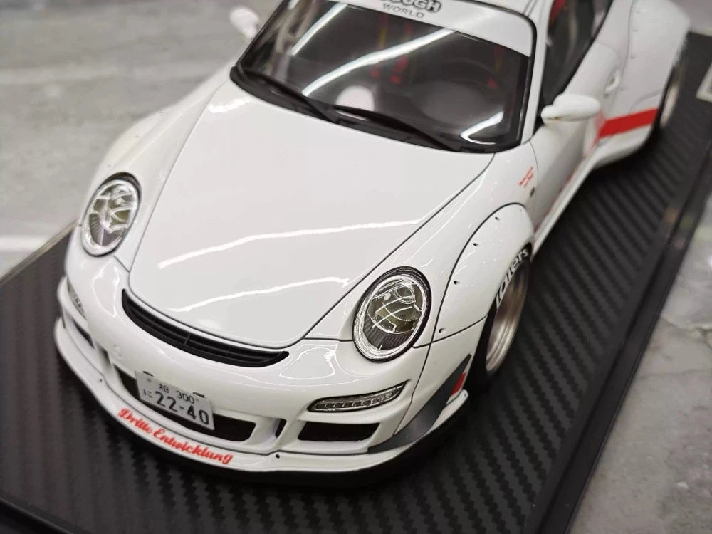 [Ignition] 1:18 Porsche 2009 997 GT3 RWB Widebody bianco & rosso modellino di auto resina