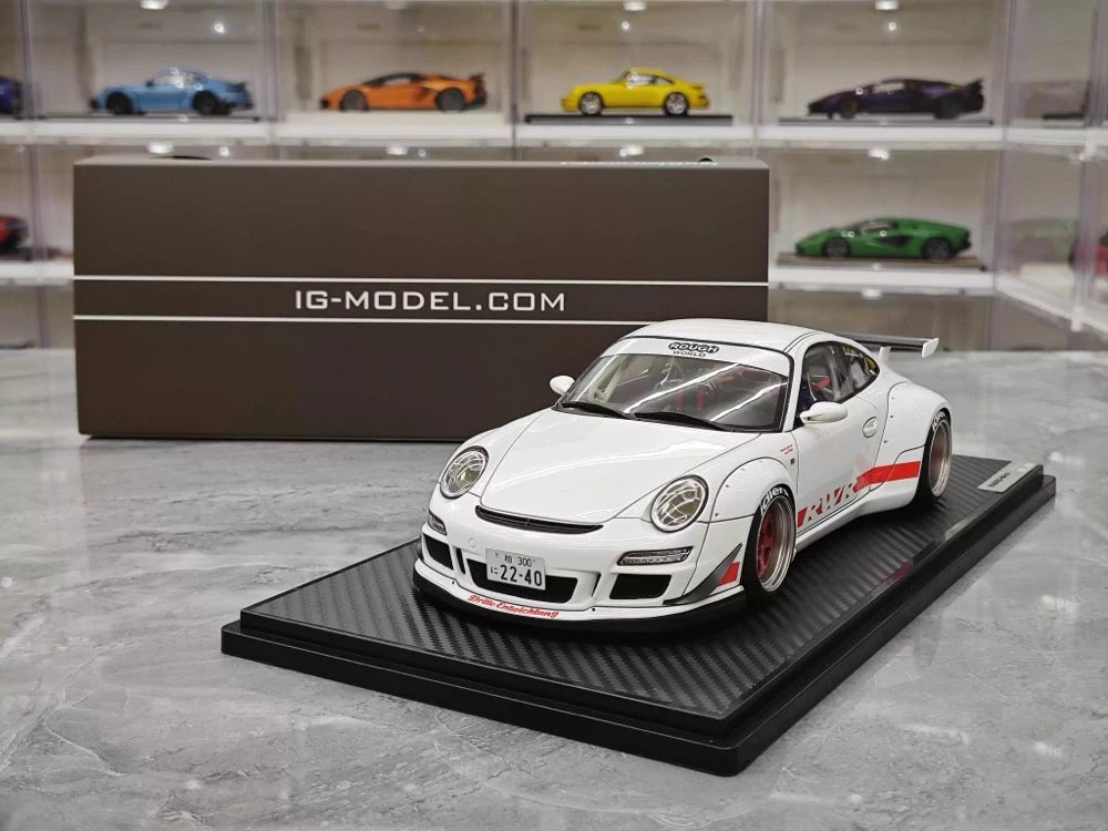 [Ignition] 1:18 Porsche 2009 997 GT3 RWB Widebody bianco & rosso modellino di auto resina