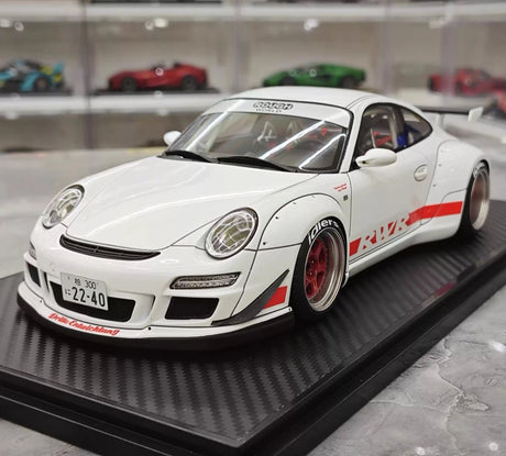 [Ignition] 1:18 Porsche 2009 997 GT3 RWB Widebody White & Red Model Car Resin