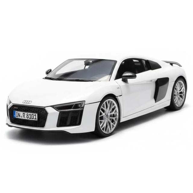 [iMittakaava] 1:18 Audi 2015 R8 V10 Plus Coupe valkoinen pienoismalli Die-Cast