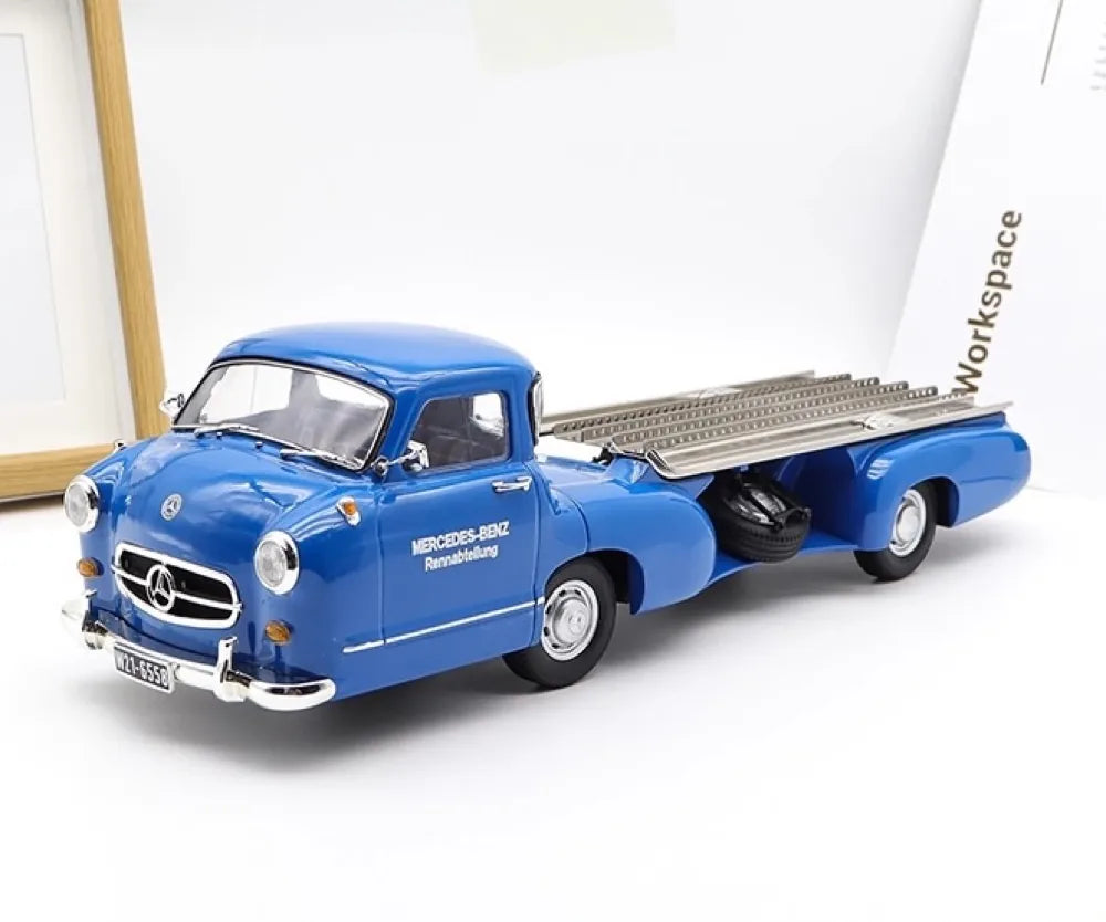 [IVY] 1:18 Mercedes-Benz 1954 blu Wonder Renntransporter modellino di auto resina