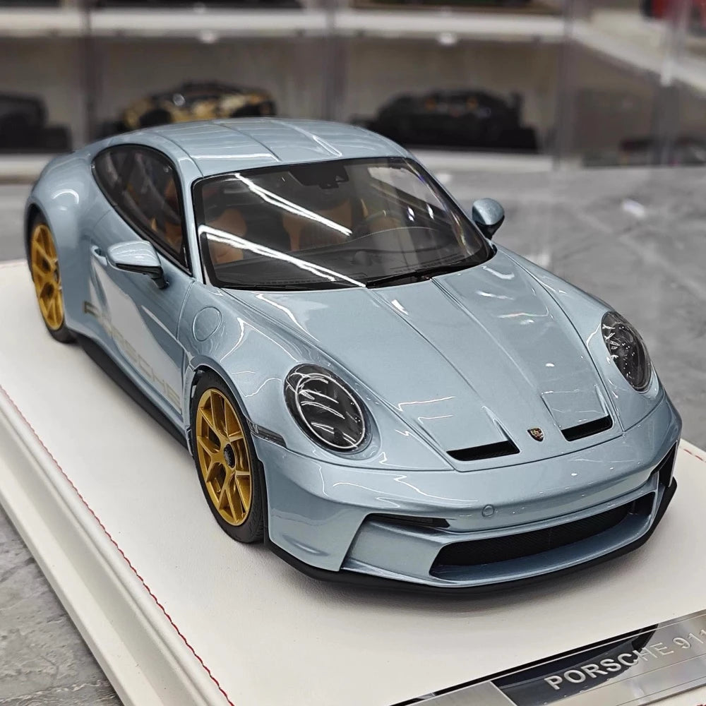 [IVY] 1:18 Porsche 2023 911 992 S/T Ice blu modellino di auto resina