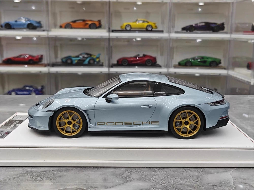[IVY] 1:18 Porsche 2023 911 992 S/T Ice blu modellino di auto resina