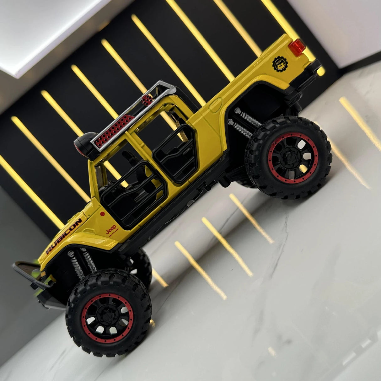 Jeep 2018 Wrangler terräng gul 1:32 – pressgjuten visningsmodell