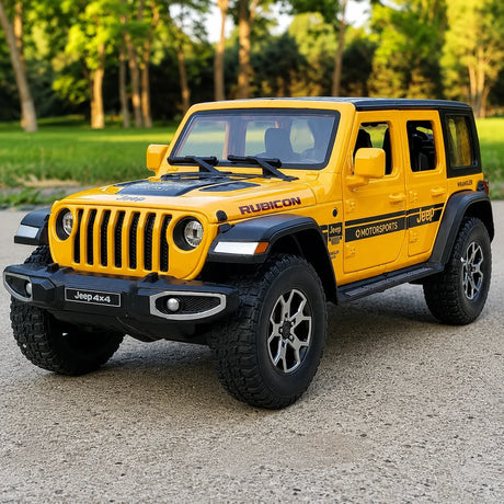 Jeep 2018 Wrangler Rubicon geel 1:24 – diecast displaymodel