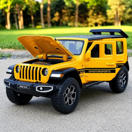 Jeep 2018 Wrangler Rubicon geel 1:24 – diecast displaymodel
