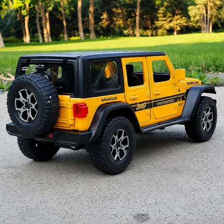 Jeep 2018 Wrangler Rubicon geel 1:24 – diecast displaymodel