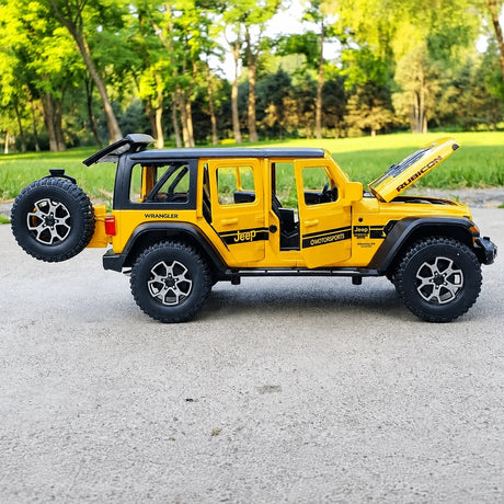 Jeep 2018 Wrangler Rubicon geel 1:24 – diecast displaymodel