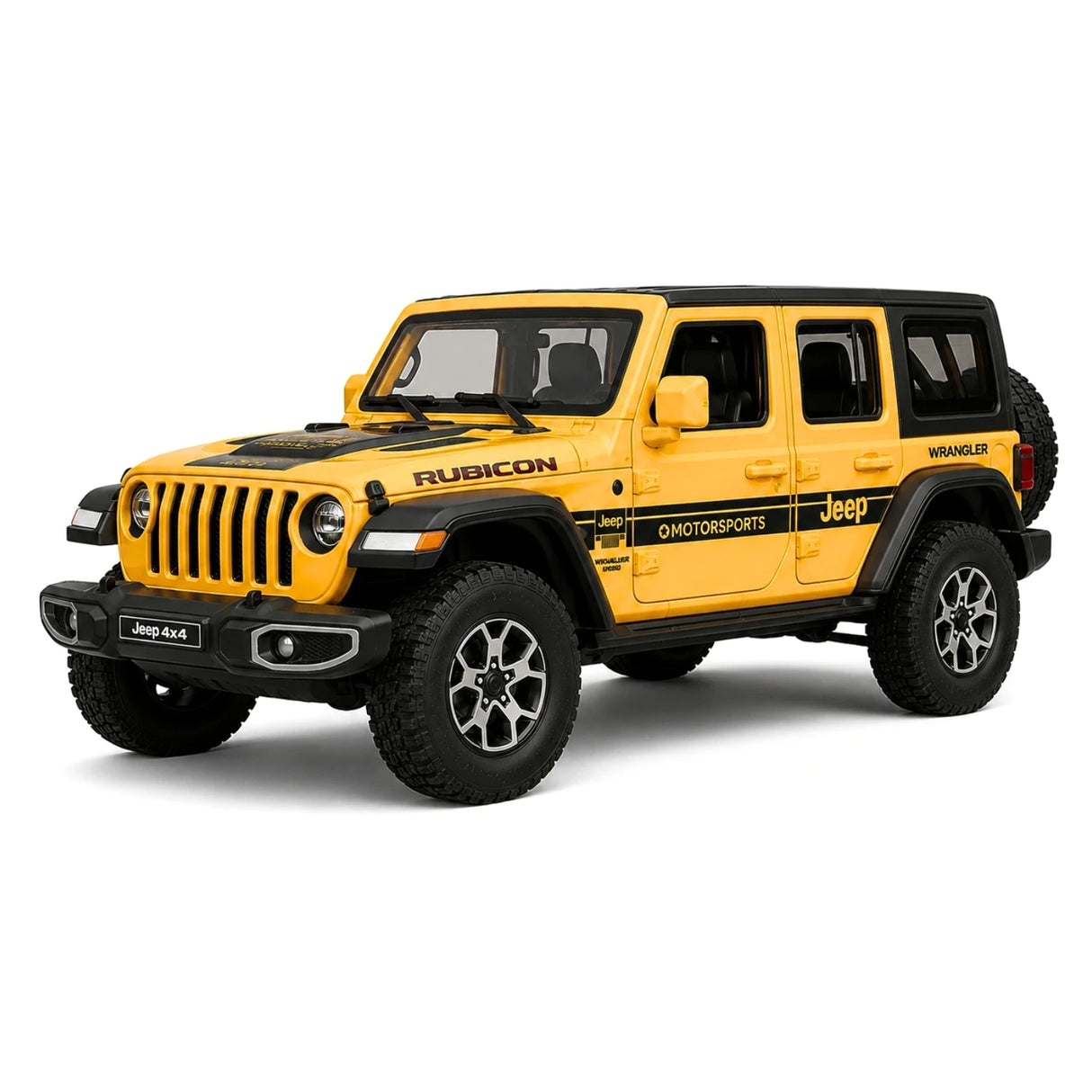 Jeep 2018 Wrangler Rubicon geel 1:24 – diecast displaymodel