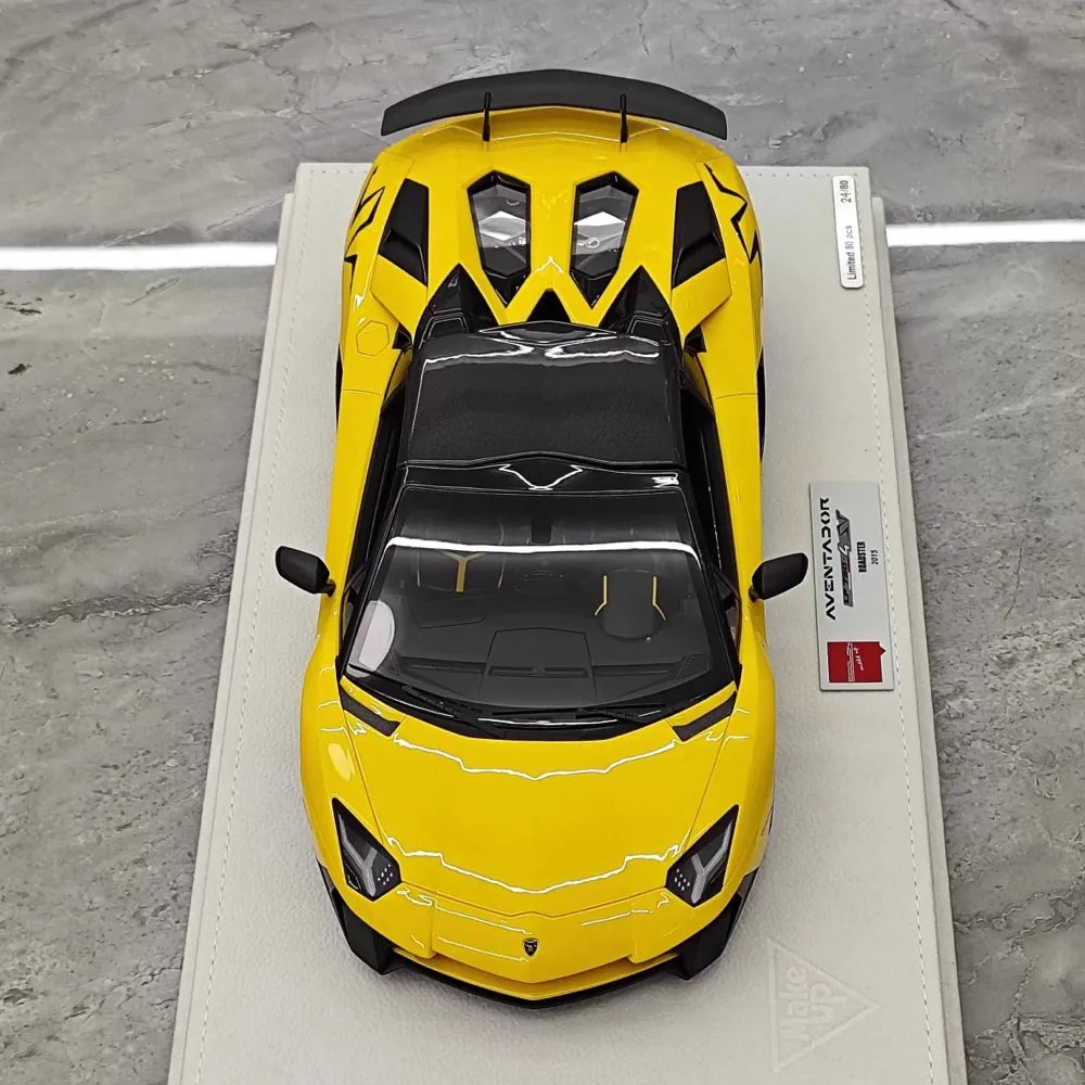 [Make Up] 1:18 Lamborghini 2015 Aventador LP750-4 gul modellbil harts