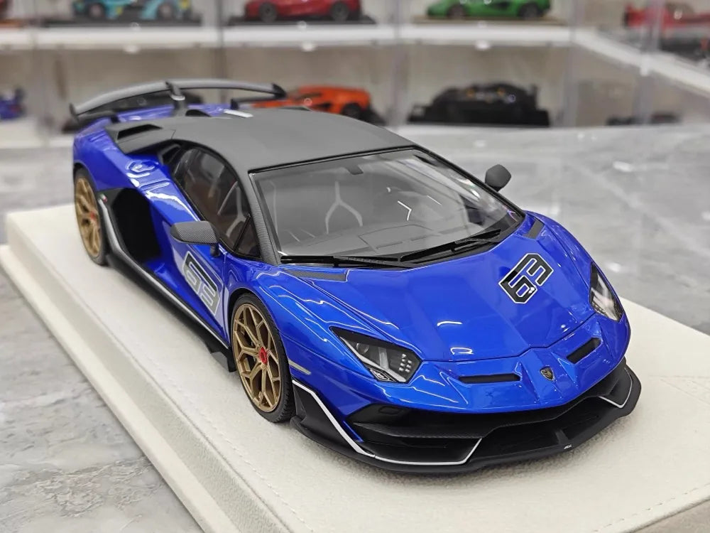 [Make Up] 1:18 Lamborghini 2018 Aventador SVJ blauw modelauto Hars