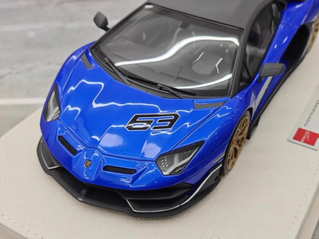 [Make Up] 1:18 Lamborghini 2018 Aventador SVJ Blue Model Car Resin