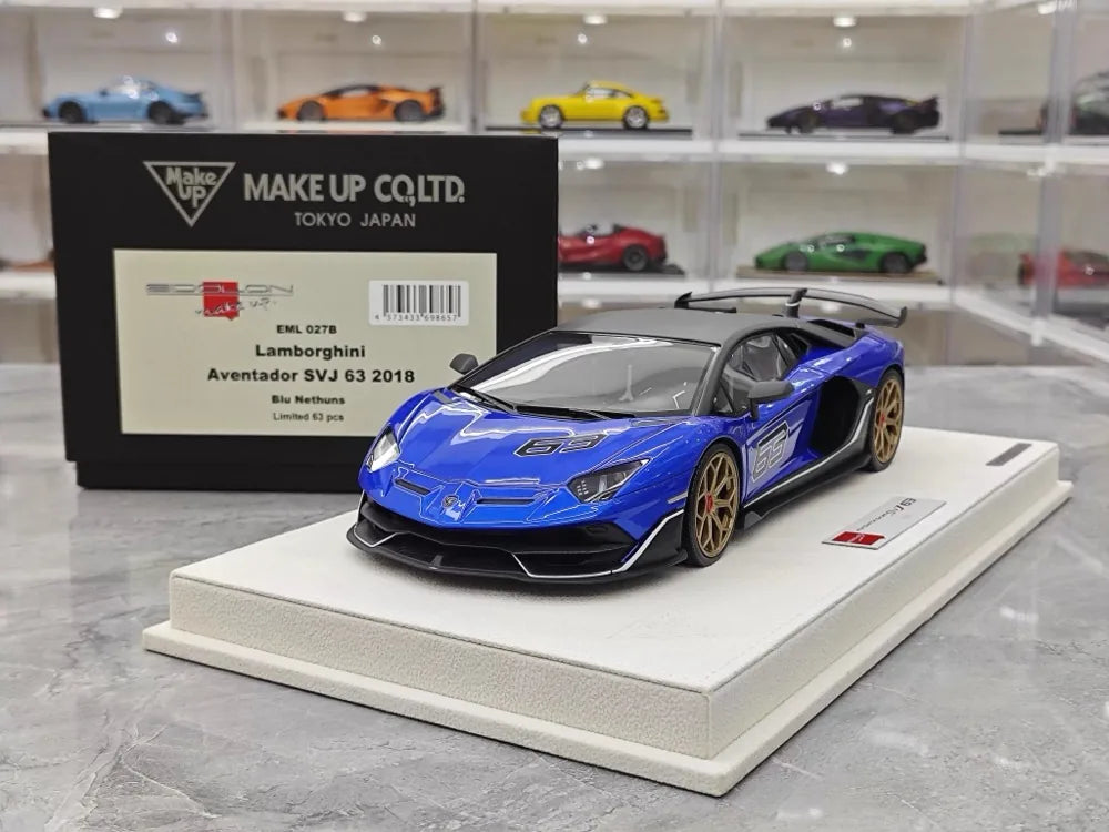 [Make Up] 1:18 Lamborghini 2018 Aventador SVJ blauw modelauto Hars