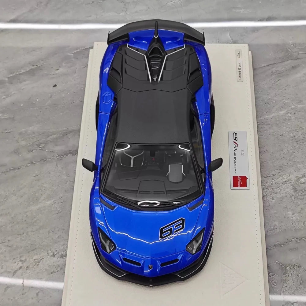 [Make Up] 1:18 Lamborghini 2018 Aventador SVJ blauw modelauto Hars