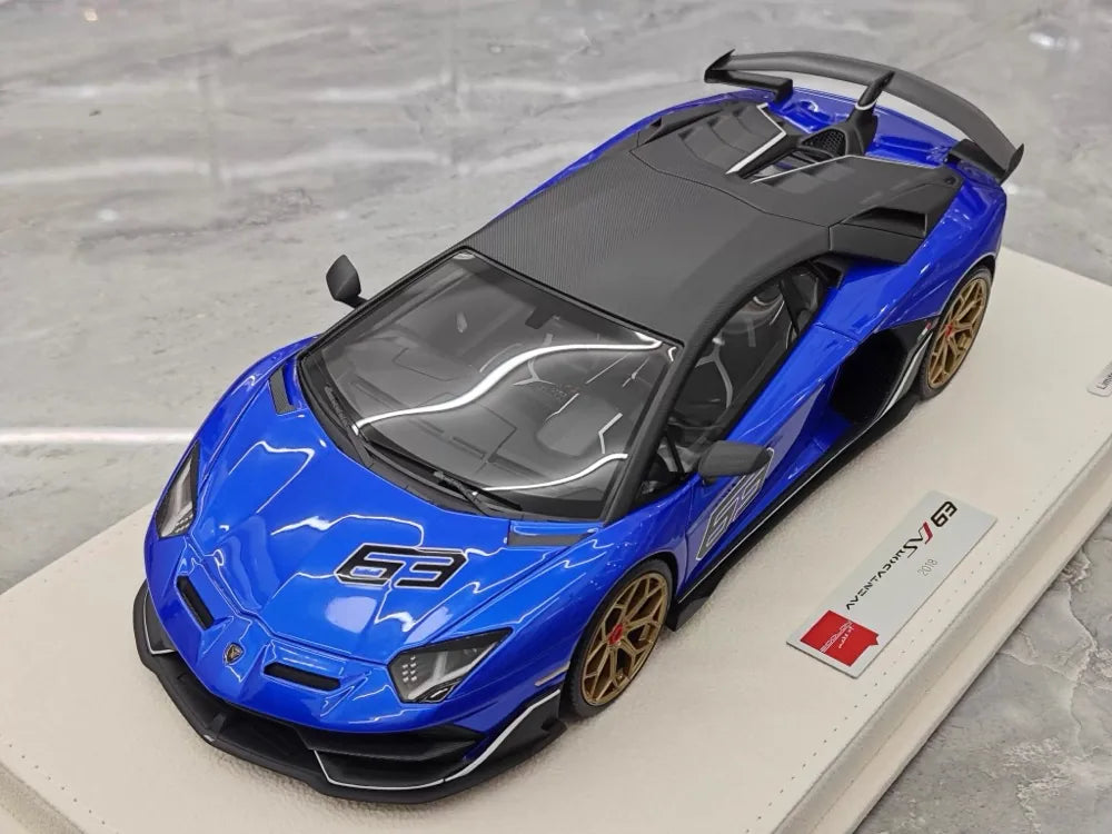 [Make Up] 1:18 Lamborghini 2018 Aventador SVJ blauw modelauto Hars