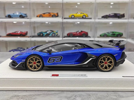 [Make Up] 1:18 Lamborghini 2018 Aventador SVJ Blue Model Car Resin