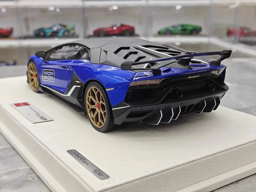 [Make Up] 1:18 Lamborghini 2018 Aventador SVJ blauw modelauto Hars