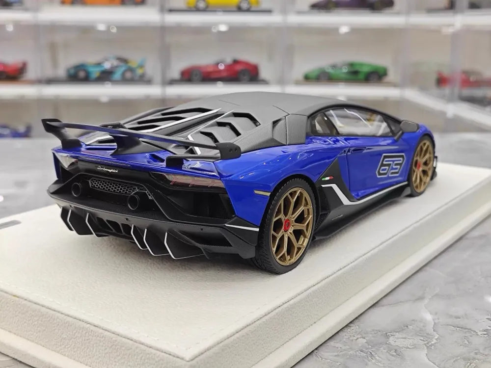 [Make Up] 1:18 Lamborghini 2018 Aventador SVJ blauw modelauto Hars