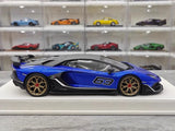 [Make Up] 1:18 Lamborghini 2018 Aventador SVJ Blue Model Car Resin