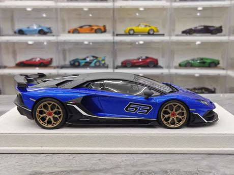 [Make Up] 1:18 Lamborghini 2018 Aventador SVJ Blue Model Car Resin