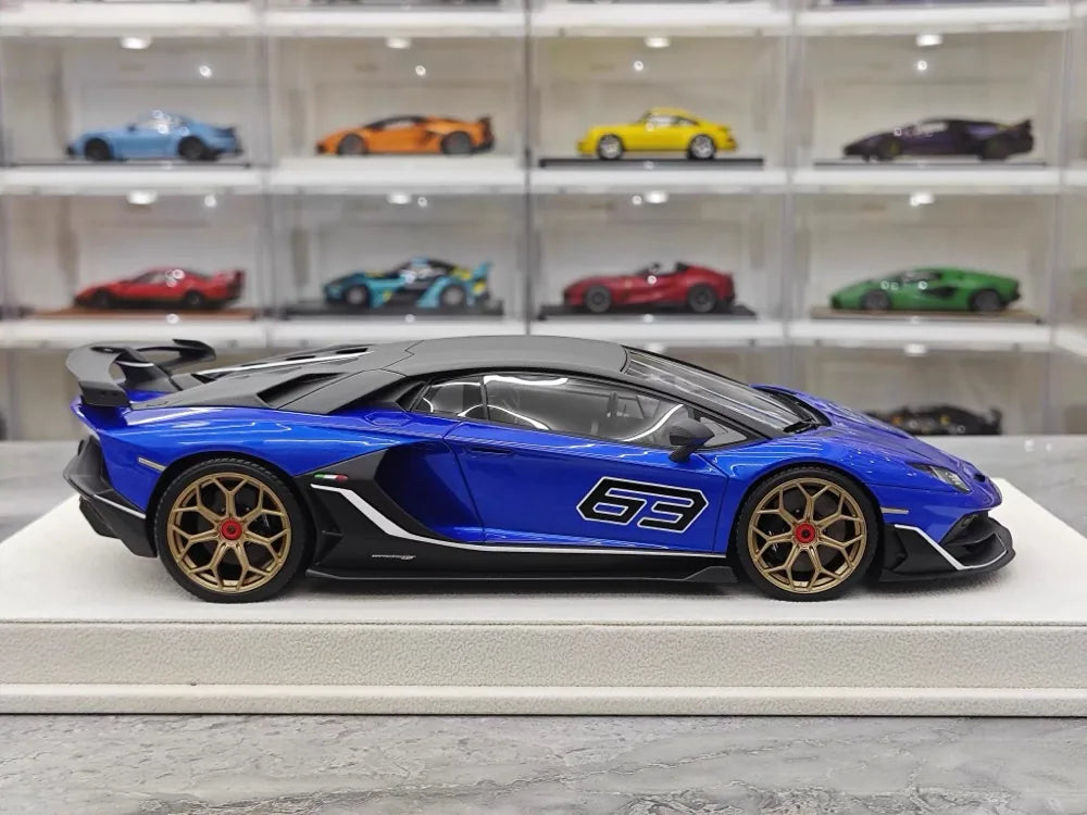 [Make Up] 1:18 Lamborghini 2018 Aventador SVJ blauw modelauto Hars