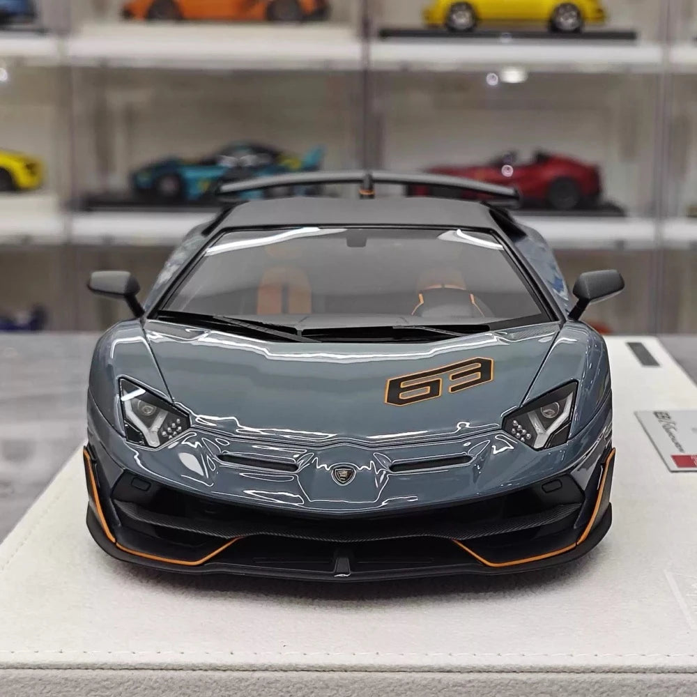 [Make Up] 1:18 Lamborghini 2018 Aventador SVJ gris voiture miniature Resin